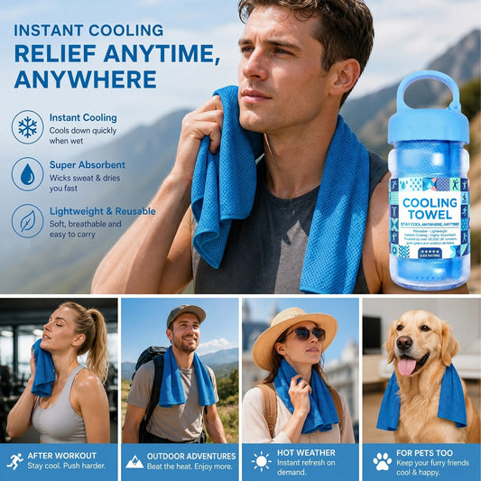 ⏰Last Day 50% off丨💦LUCKYSONG®Cold Sweat Towel You Can Use Anywhere,Ready to use anytime! Reusable, soft and absorbent, portable cooling❄️