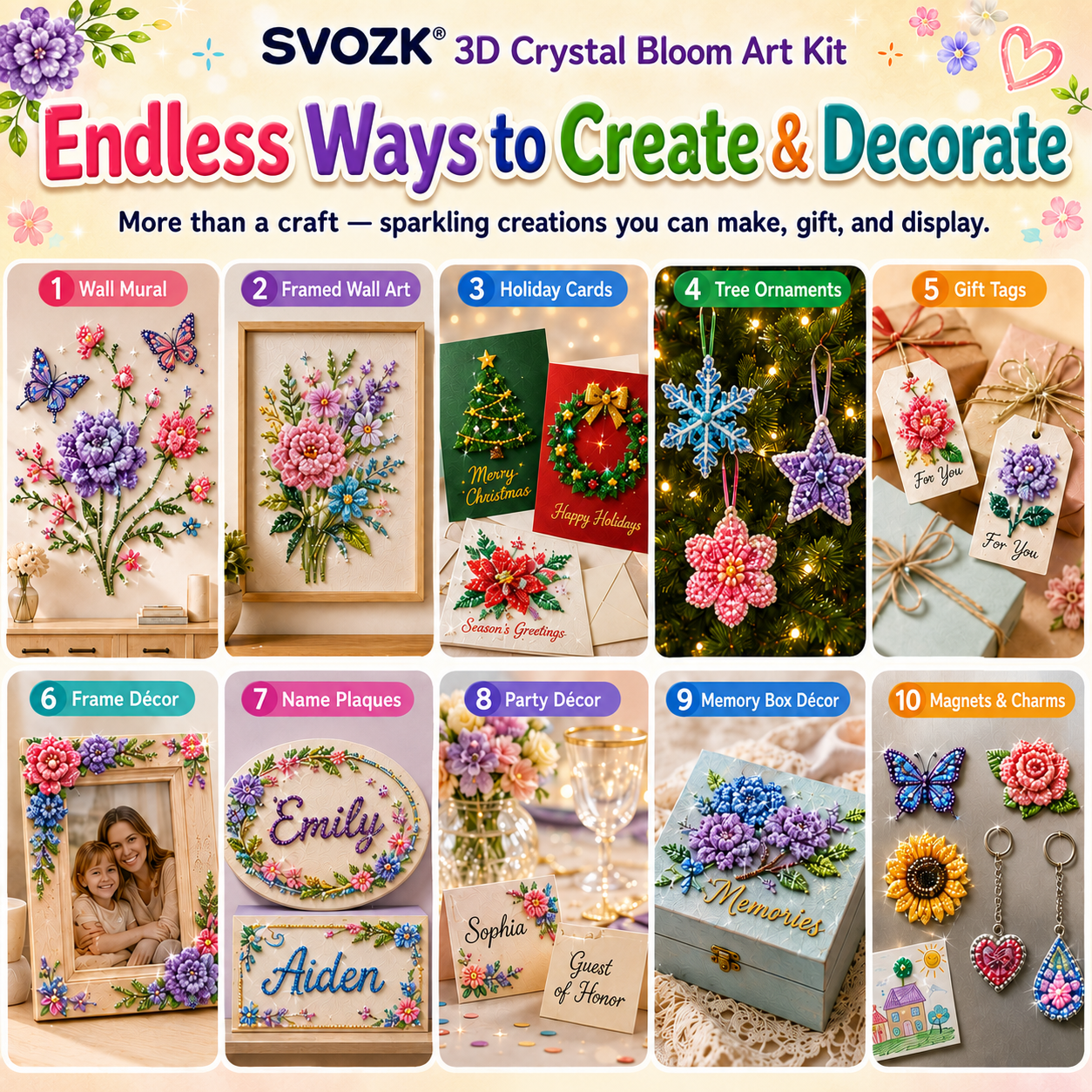 🔥 Save 50% by Ordering Today丨🌸 SVOZK® 3D Crystal Bloom Art Kit – Turn Flat Paintings Into Sparkling 3D Art 🎨