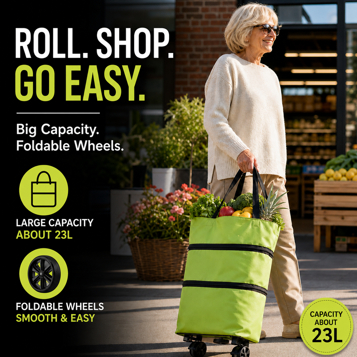 🔥 HOT SALE 50% OFF | LUCKYSONG® Foldable 2-in-1 Shopping Bag – Compact, Expandable & Reusable for Everyday Carry