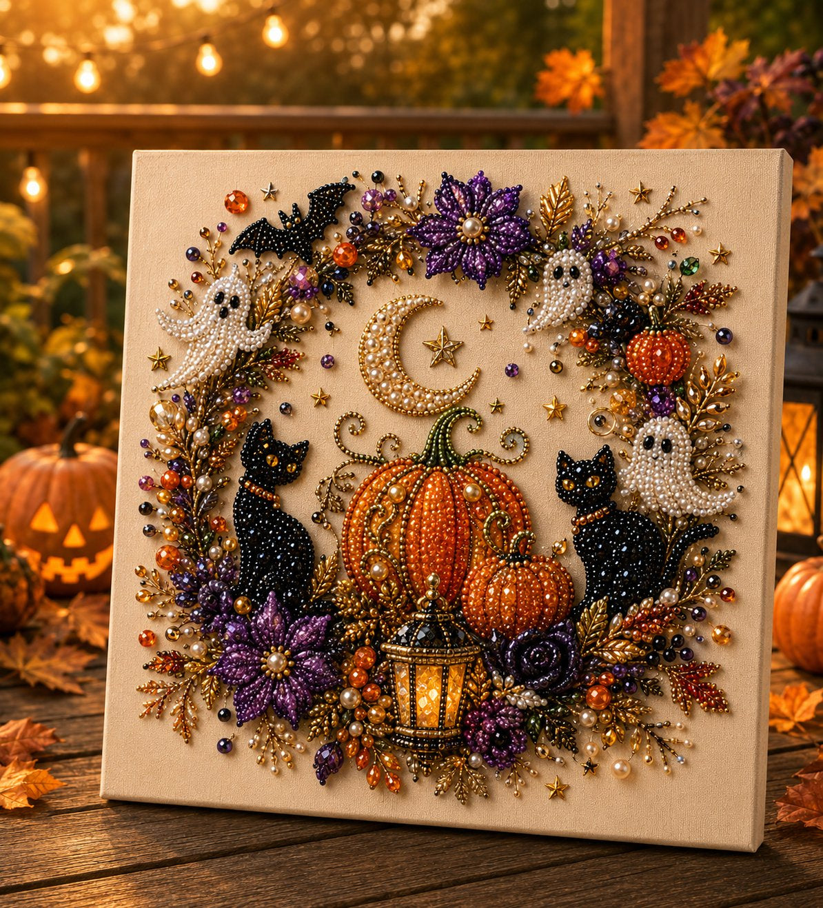 👻✨ IEY® Halloween Pearl Art DIY Kit with Frame – Turn Tiny Pearls into Spooky-Cute Magic 🎃 (📦 Buy 2 & Get FREE Shipping)