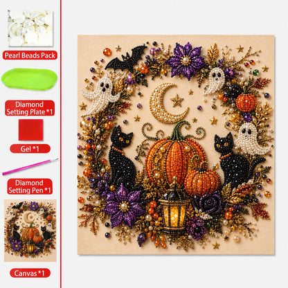 👻✨ IEY® Halloween Pearl Art DIY Kit with Frame – Turn Tiny Pearls into Spooky-Cute Magic 🎃 (📦 Buy 2 & Get FREE Shipping)