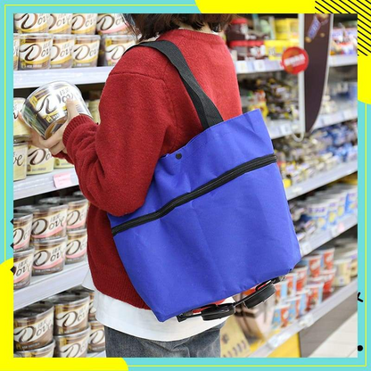 🔥 HOT SALE 50% OFF | LUCKYSONG® Foldable 2-in-1 Shopping Bag – Compact, Expandable & Reusable for Everyday Carry